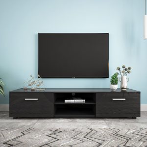 Tv Stand For 70 Tv Stands Media Console Entertainment Center Television Table 2 Storage Cabinet With Open Shelves (2)